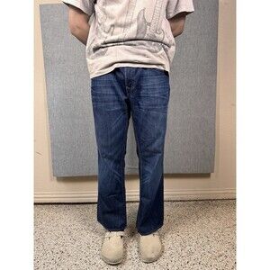 True Religion Denim Jeans World Tour Ricky Size 38 Dark Wash Straight w/flaps